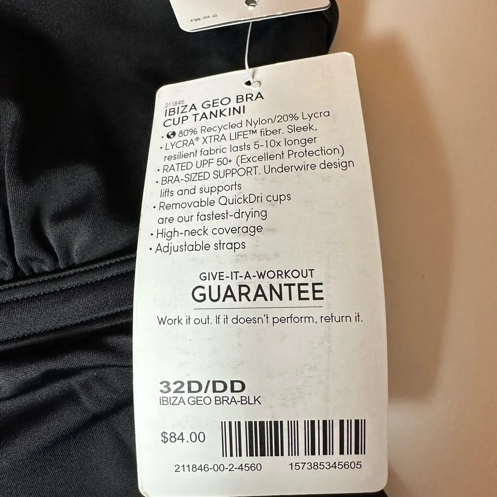 Athleta IBIZA Geo Bra Cup Tankini 32D/DD NWT